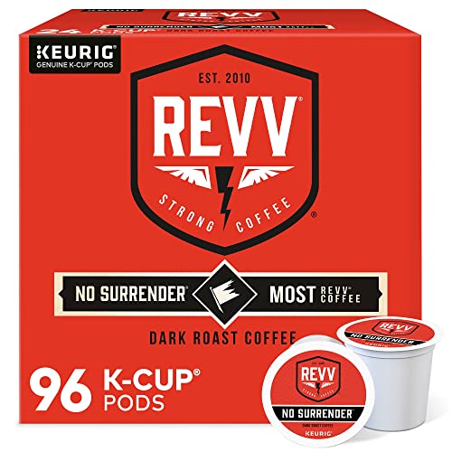 REVV No Surrender, Single-Serve Keurig K-Cup Pods, Dark Roast Coffee, 96 Count