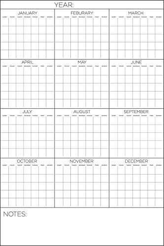 WallPops WPE2713 Yearly Calendar, White & Off-White 24 inch x 36 inch