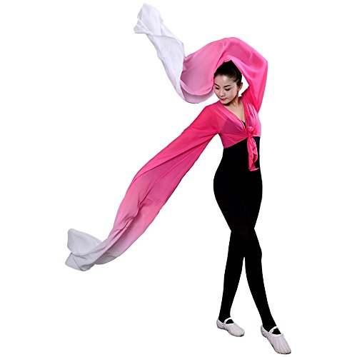 ZooBoo Dance Long Sleeves Peking Opera Stunts Dancing Practice Long Flowing Sleeves (1.8 M, White Rose Split)