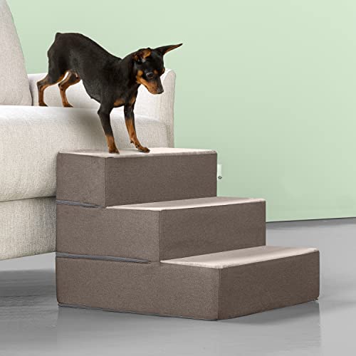 ZINUS Easy Pet Stairs / Pet Ramp / Pet Ladder, Small, Sand