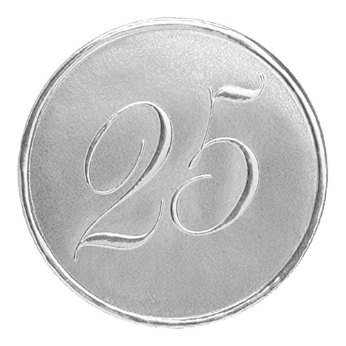 PaperDirect 25th Anniversary Embossed Silver Foil Seals, 32 Count
