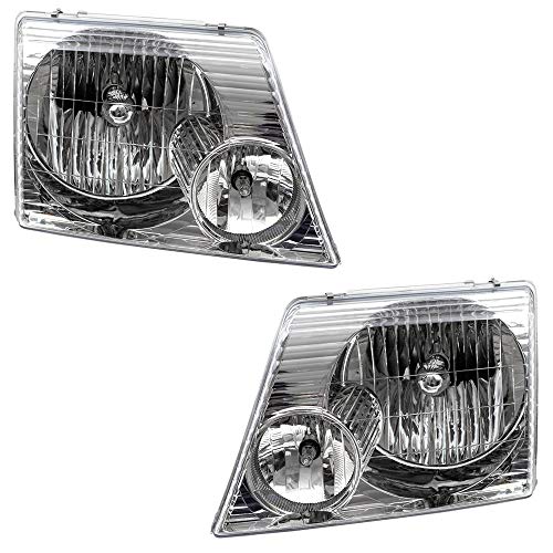 Brock Aftermarket Replacement Driver Left Passenger Right Halogen Headlight Assembly Set Compatible With 2002-2005 Ford Explorer