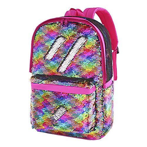 Le Vasty Flip Sequin Backpack for Girls Kids Kindergarten Elementary Middle School Bookbag Cute Spark Book Bags Teen Travel Outdoor Daypack Back Pack(Rainbow) One_Size