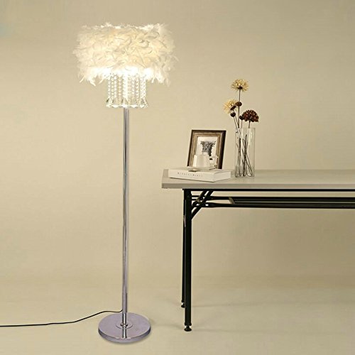 Hsyile Lighting KU300180 Modern and Simple Crystal Floor Lamp Home Lighting for Living Room Bedroom, Lampshade White,3 Lights