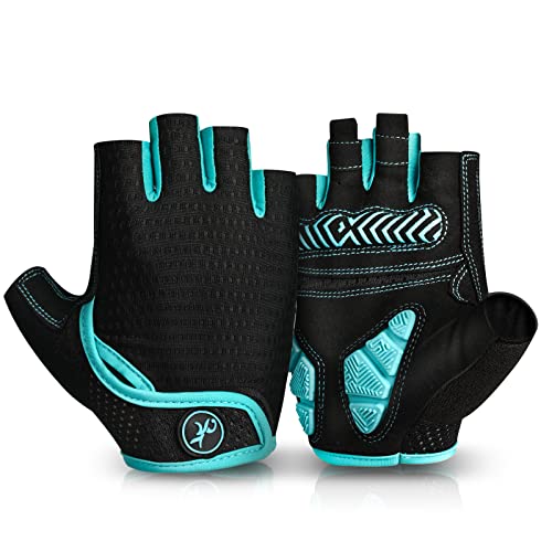 MOREOK-Cycling Gloves Bike Gloves for Men/Women-[5MM Gel Pad] Biking Gloves Light Blue-M