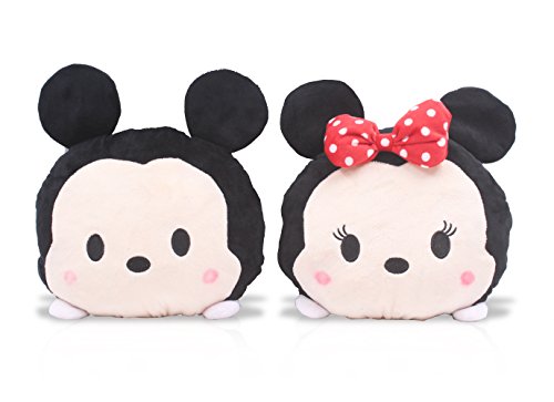 FINEX 2 Pcs Set Mickey Mouse Minnie Mouse Plush Neck Rest Head Support Cushion Pillow for Car Travel