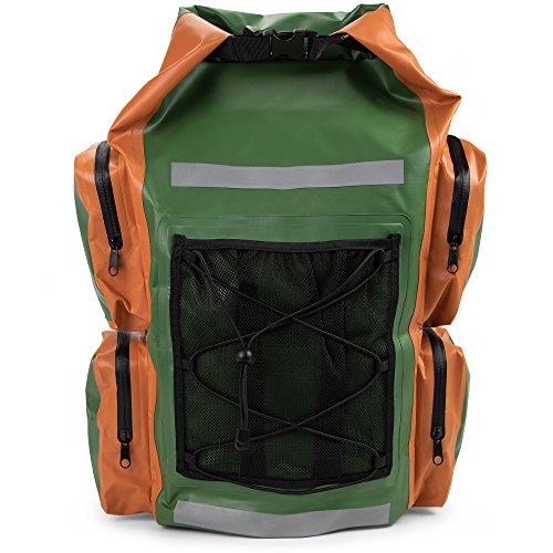 Grizzly Peak Dri-Tech Waterproof Dry Backpack, IP 66 Lightweight Roll-Top Dry Bag with Shoulder Straps & 5 Outer Pockets – Protect Valuables & Belongings for Camping & Outdoors