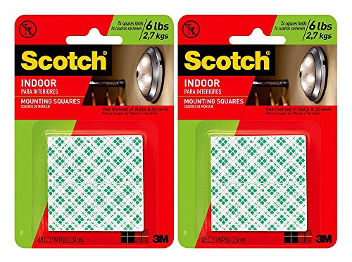 3M Scotch 311DC Heavy Duty 1-Inch Mounting Squares, 48 Squares (2 Sets)