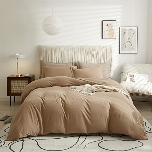 VClife Camel Duvet Cover Twin Boho Style Duvet Covers with Zipper, Soft 3 Pieces Bedding Sets, 1 Twin Camel Duvet Cover and 2 Pillow Shams, Ultra Soft and Easy Care Twin Bedding Collections