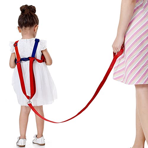 SUNTA Toddler Safety Harness & Leashes, Anti Lost Wrist Link, Walk Learning Helper (Blue&Red)