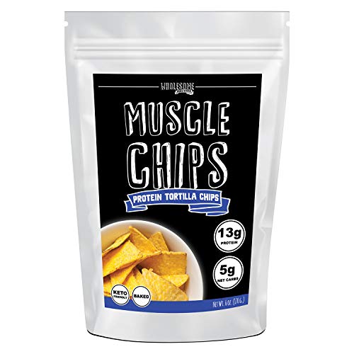 Protein Chips, 13g Protein, 5g Net Carbs, Keto Snacks, Low Carb Snacks, Protein Tortilla Chips, Muscle Chips, Baked Not Fried (1 Pack)