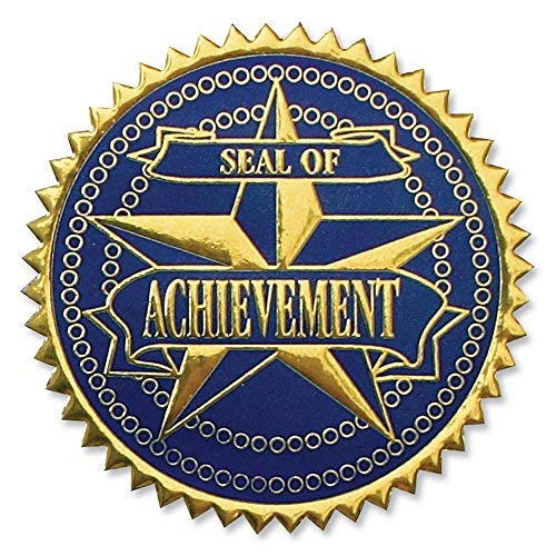 PaperDirect Embossed Achievement 2-Color Foil Certificate Seals, 102 Pack (Blue/Gold)