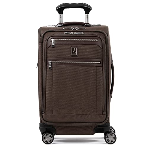Travelpro Platinum Elite Softside Expandable Luggage, 8 Wheel Spinner Suitcase, TSA Lock, Men and Women, Rich Espresso, Carry-On 21-Inch