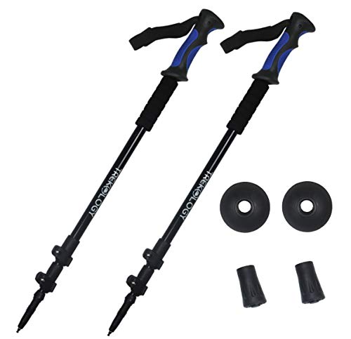 Trekology Trekking Poles Collapsible Adjustable 2pc/Set Aluminum Telescopic Hiking Pole Walking Sticks with Quick Release Lever Lock and Ergonomic Grip