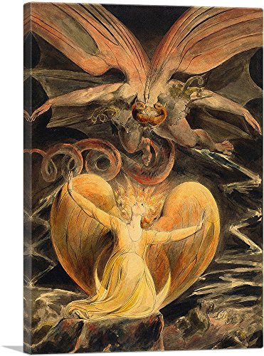 ARTCANVAS The Great Red Dragon and the Woman Clothed with Sun 1805 Canvas Art Print by William Blake – 26″ x 18″ (0.75″ Deep)