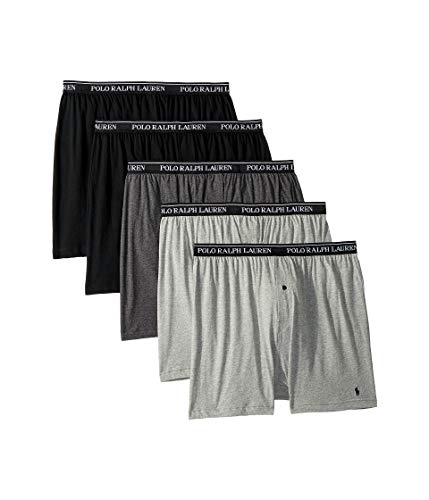 Polo Ralph Lauren Underwear Men’s 5 Pack Classic Fit Boxer Briefs, Black/Charcoal/Grey, L