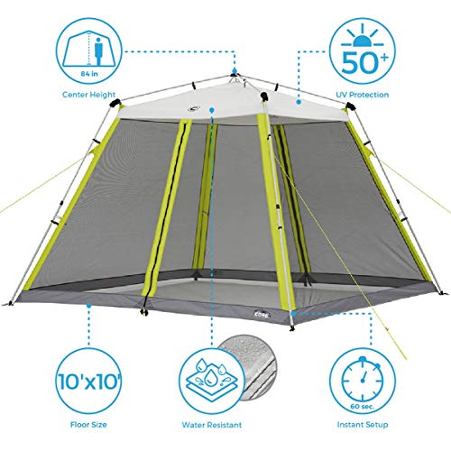 CORE Center Push 10’x10’ Instant Screen House Canopy | Folding and Portable Large Pop Up Canopy Shelter with Included Carry Bag | Perfect for Family Camping, Outdoor, Picnic, Backyards, BBQ, Tailgate, Patio | The Storepaperoomates Retail Market - Fast Affordable Shopping