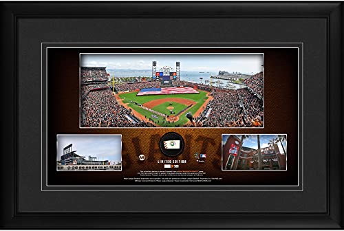 San Francisco Giants Framed 10″ x 18″ Stadium Panoramic Collage with a Piece of Game-Used Baseball – Limited Edition of 500 – MLB Game Used Baseball Collages