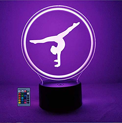 HPBN8 Ltd 3D Artistic Gymnastics Night Light USB Powered Touch Switch Remote Control LED Decor Optical Illusion 3D Lamp 7/16 Colors Changing Xmas Brithday Children Kids Toy Christmas Gift