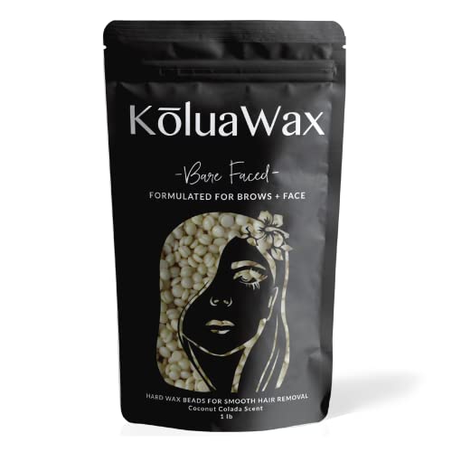 Hard Wax Beads for Hair Removal – Thin Fine Facial Hair Formula – Our Most Gentle Wax for Sensitive Skin, Browns, Soft Upper Lips, Sideburns and Neck – Large 1lb Refill Pearl Beans for Wax Warmers – White Coconut Colada Bare Faced by KoluaWax