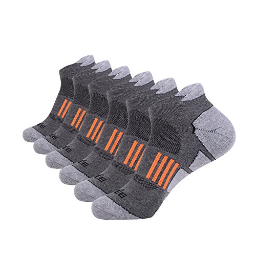 JOYNÉE Men’s 6 Pack Athletic No Show Performance Comfort Cushioned Low Cut Running Tab Socks,Grey 1,Sock Size:10-13