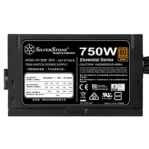 SilverStone Technology SST-ET750-B Watt 80 Plus Bronze Fixed Cable Computer Power Supply with All Flat Black Cables | The Storepaperoomates Retail Market - Fast Affordable Shopping