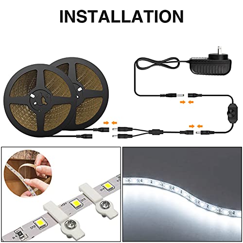 Onforu 65.6ft LED Strip Light Bright White, 6000K Dimmable Daylight White Tape Light, 20m 1200 LEDs 2835 Flexible Ribbon Light, 12V Adhesive Rope Lights for Kitchen, Under Cabinet, Bedroom, Wardrobe | The Storepaperoomates Retail Market - Fast Affordable Shopping