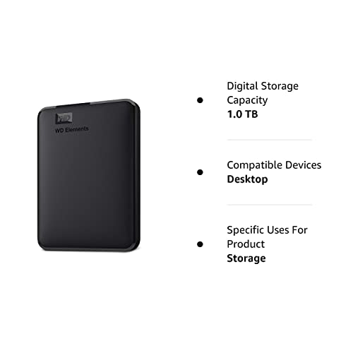 Western Digital 1TB Elements Portable External Hard Drive – USB 3.0 – WDBUZG0010BBK-WESN (Renewed) | The Storepaperoomates Retail Market - Fast Affordable Shopping