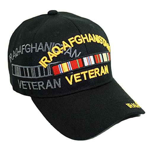 U.S. Military Official Licensed Embroidery Hat Army Navy Veteran Baseball Cap (Iraq Afghanistan Style 02-Black)