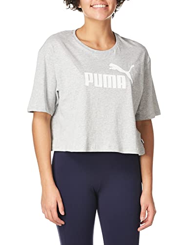 PUMA Women’s Essentials+ Cropped Tee, Light Gray Heather, X-Large