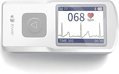 EKG Monitoring Device by EMAY | Standalone Personal EKG Heart Monitor with Real-Time Display | Detect Arrhythmias, PVCs, Missed Beat & ST Abnormalities in 30 Seconds | Works with Smartphone & Computer