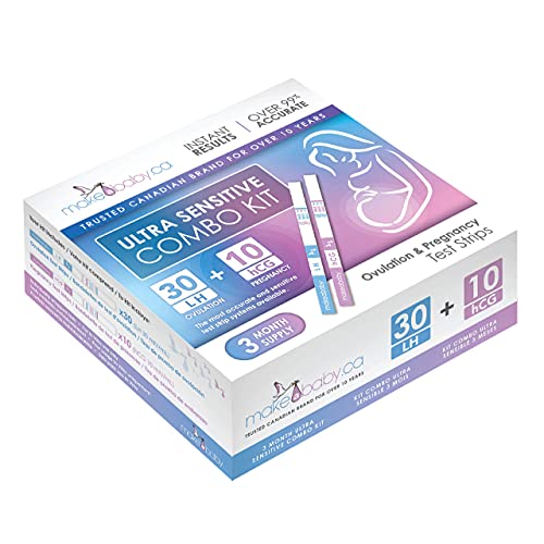 Make A Baby Ultra Sensitive Combo Test kit – Ovulation and Pregnancy Test Strips – 30 LH OPK + 10 hCG | for Couples Trying to Conceive (TTC) – Over 99% Accurate | 3-Month Supply – 5mm Strip