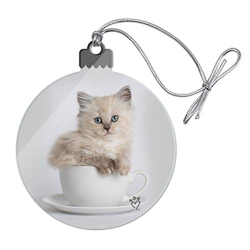 Ragdoll Tiffany Cat Kitten Tea Cup Ride Acrylic Christmas Tree Holiday Ornament