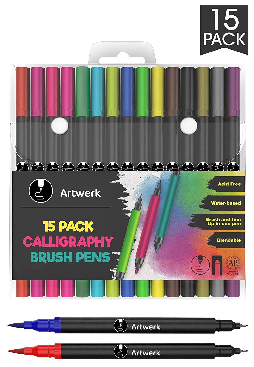 Nylea Artwerk 15 Pack Brush Calligraphy Art Pens – Bullet Journal Pen Dual Tip Pastel Colored Fine Point 0.4 Blending Markers for Beginners, Art Supplies, Adult Coloring Books | The Storepaperoomates Retail Market - Fast Affordable Shopping