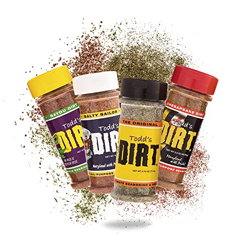 Todd’s DIRT – All Purpose Seasoning & BBQ Rub Sampler Set, Gourmet Seasoning that’s GREAT ON EVERYTHING, Spices & Seasonings Set, All Natural With No MSG & Gluten-Free, 4 Pack