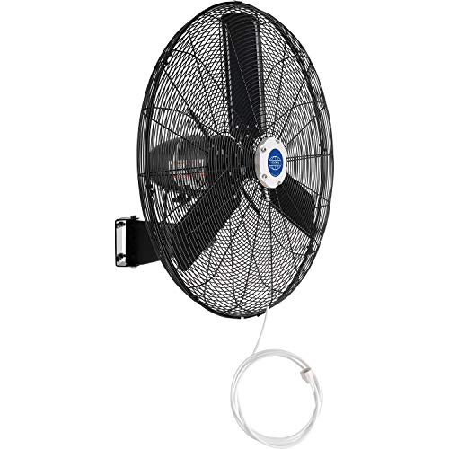Global Industrial 292457 0.3HP 8400 CFM Outdoor Misting Oscillating Wall Mounted Fan44; Black – 30 in. Dia.