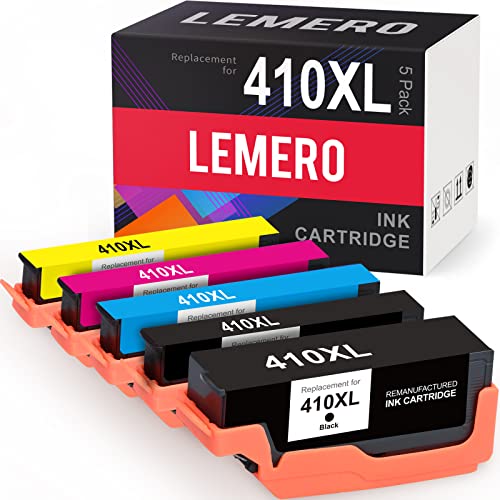 LEMERO 410XL Remanufactured Ink Cartridge Replacement for Epson 410XL 410 XL T410XL for Expression XP-7100 XP-640 XP-830 XP-630 XP-530 XP-635 (Black Cyan Magenta Yellow Photo Black, 5 Pack)