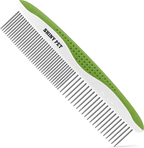 Dog Comb for Removes Tangles and Knots – Cat Comb for Removing Matted Fur – Grooming Tool with Stainless Steel Teeth and Non-Slip Grip Handle – Best Pet Hair Comb for Home Grooming Kit – Ebook Guide