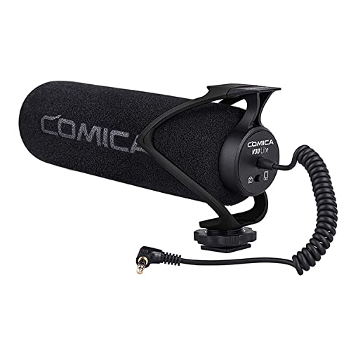 comica CVM-V30 LITE Video Microphone,Super-Cardioid Condenser On-Camera Shotgun Microphone for Canon Nikon Sony Panasonic DSLR Cameras,Mic for iPhone Android Smartphone with 3.5mm Jack(Black)
