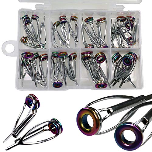 QualyQualy Fishing Rod Tip Repair Kit Fishing Pole Tip Replacement Kit Rainbow Laser Ceramic Ring Stainless Steel Fishing Rod Guides Repair Kit 1.8mm-3.2mm 40Pcs | The Storepaperoomates Retail Market - Fast Affordable Shopping