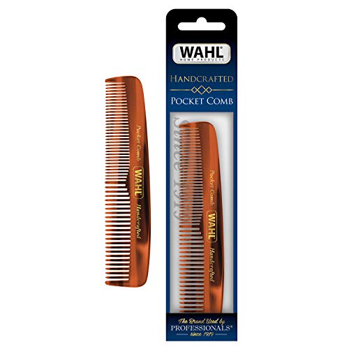 Wahl Beard, Mustache, & Hair Pocket Comb for Men’s Grooming – Handcrafted & Hand Cut with Cellulose Acetate – Smooth, Rounded Tapered Teeth – Model 3324