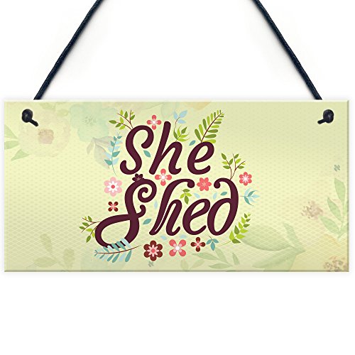 XLD Store She Shed Garden Sign Gift for Her Woman Cave Mum Sister Friendship Home Plaque