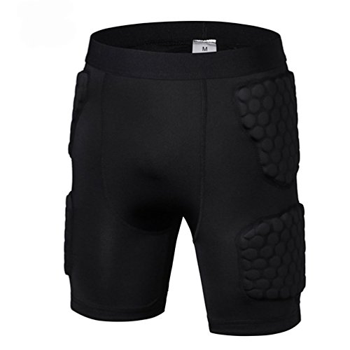 Men’s Padded Shorts Compression Protective Underwear Hip Butt Pad Short for Basketball Football Soccer Hockey Bike Cycling Rugby Parkour Paintball Snowboard Ski Volleyball Training Shorts Size XL
