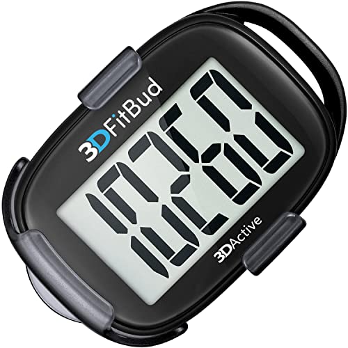 3DFitBud Simple Step Counter Walking 3D Pedometer with Clip and Lanyard, A420S (Black)
