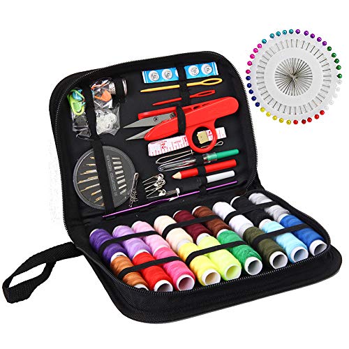 Sewing kit, XL Sewing Supplies for DIY, Beginners, Adult, Kids, Summer Campers, Travel and Home,Emergency Repair Set with Scissors, Thimble, Thread, Needles, Tape Measure, Case and Accessories