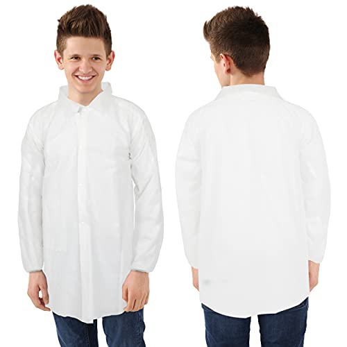 Disposable Lab Coats for Kids, 12 Pack – Lab Coats for Kids Science Party (Youth Medium)