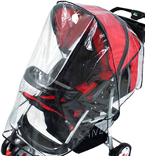Rain, Wind, Snow Shield Waterproof Transparent Baby Stroller Cover, White