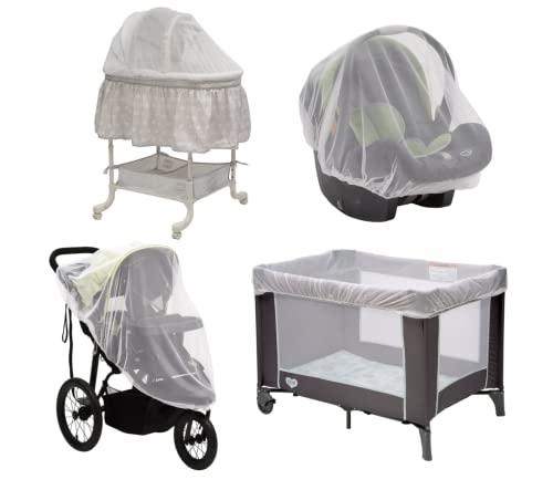 Baby Mosquito and Bug Nets for Strollers & Joggers, Pack n’ Plays, Infant Car Seats & Bassinets. 2-Pack. Breathable with Elastic for Easy fit