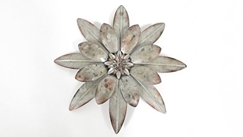 Everydecor Galvanized Metal Flower with Rustic Details