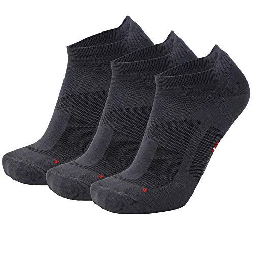 DANISH ENDURANCE Low-Cut Pro Running Socks (US Women 5-7 // US Men 3.5-6, Grey 3 Pairs)